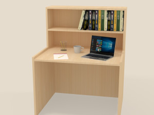 reading table with book laptop coffee mug writing pad in open position 3D Model