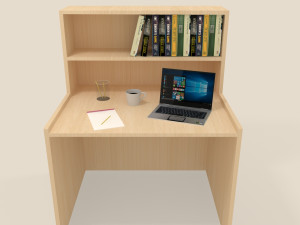 reading table with book laptop coffee mug writing pad in open position 3D Model
