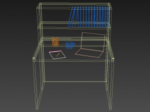 reading table with book laptop coffee mug writing pad in open position 3D Model
