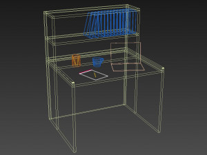 reading table with book laptop coffee mug writing pad in open position 3D Model