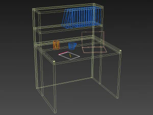 reading table with book laptop coffee mug writing pad in open position 3D Model