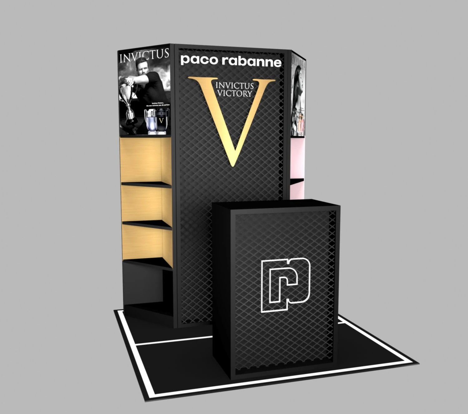 exhibition stall - fair exhibition - exhibition stand - in store booth - paco rabanne 3D Model .c4d .max .obj .3ds .fbx .stl .blend 