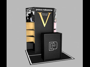 barraca de exposição - exposição de feira - estande de exposição - estande na loja - paco rabanne Modelo 3D