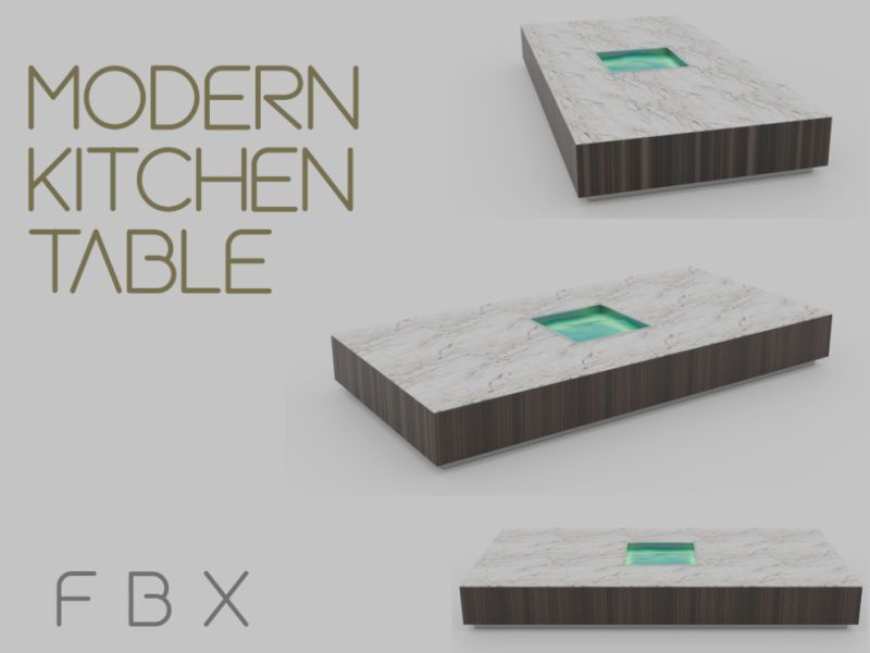 Modern kitchen table Model 3D .c4d .max .obj .3ds .fbx .stl .blend 