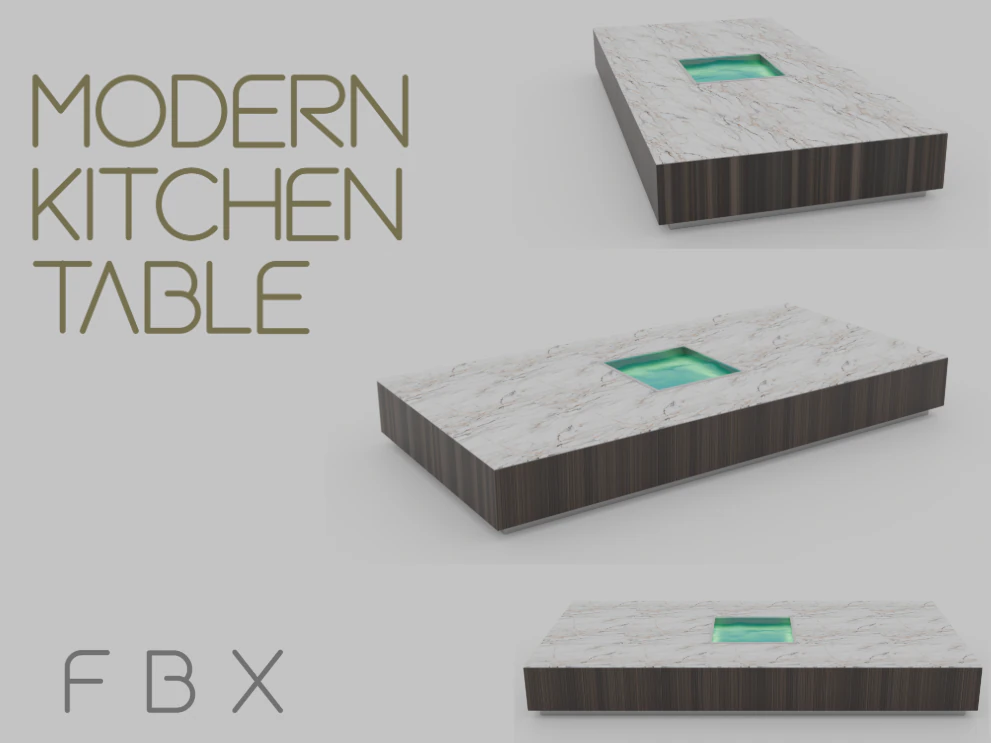 Modern kitchen table 3D Model .c4d .max .obj .3ds .fbx .stl .blend 