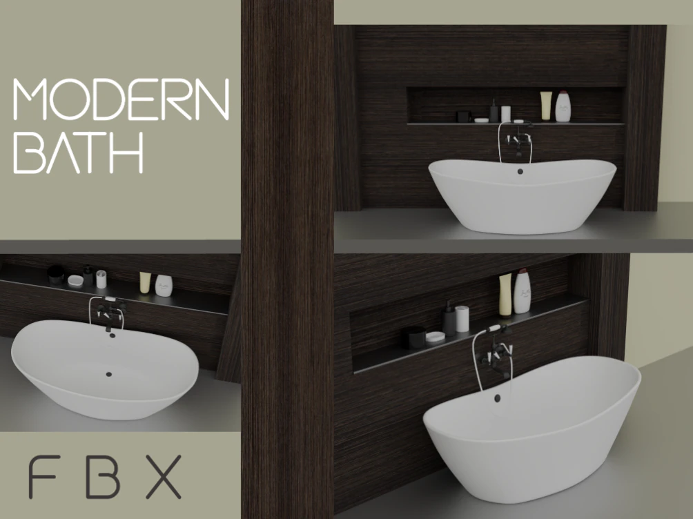 Modern bathtub 3D Model .c4d .max .obj .3ds .fbx .stl .blend
