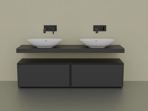 Modern shelf with sinks 3D Model