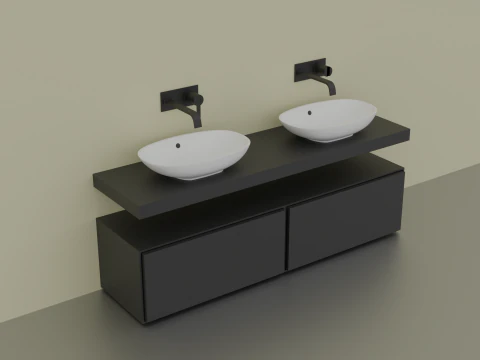Modern shelf with sinks 3D Model