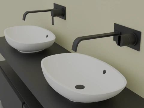 Modern shelf with sinks 3D Model