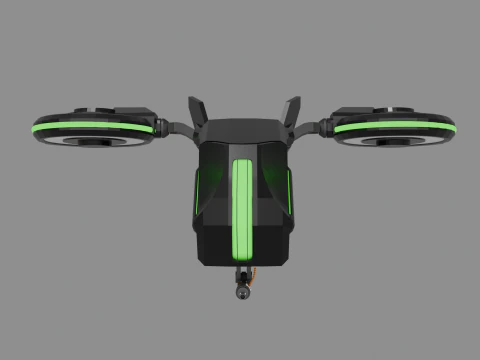 Sci-fi battle drone with machinegun 3D Model