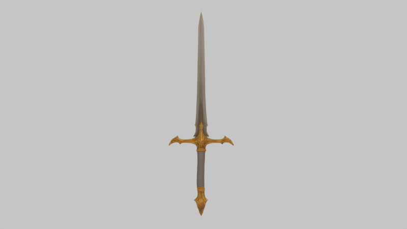 Long sword with gold 1 Model 3D .c4d .max .obj .3ds .fbx .stl .blend 