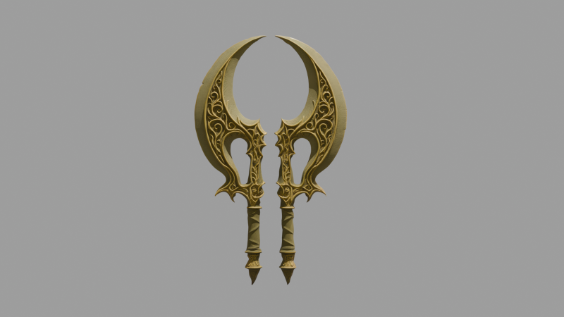 Pair of fantasy-style axes Model 3D .c4d .max .obj .3ds .fbx .stl .blend 