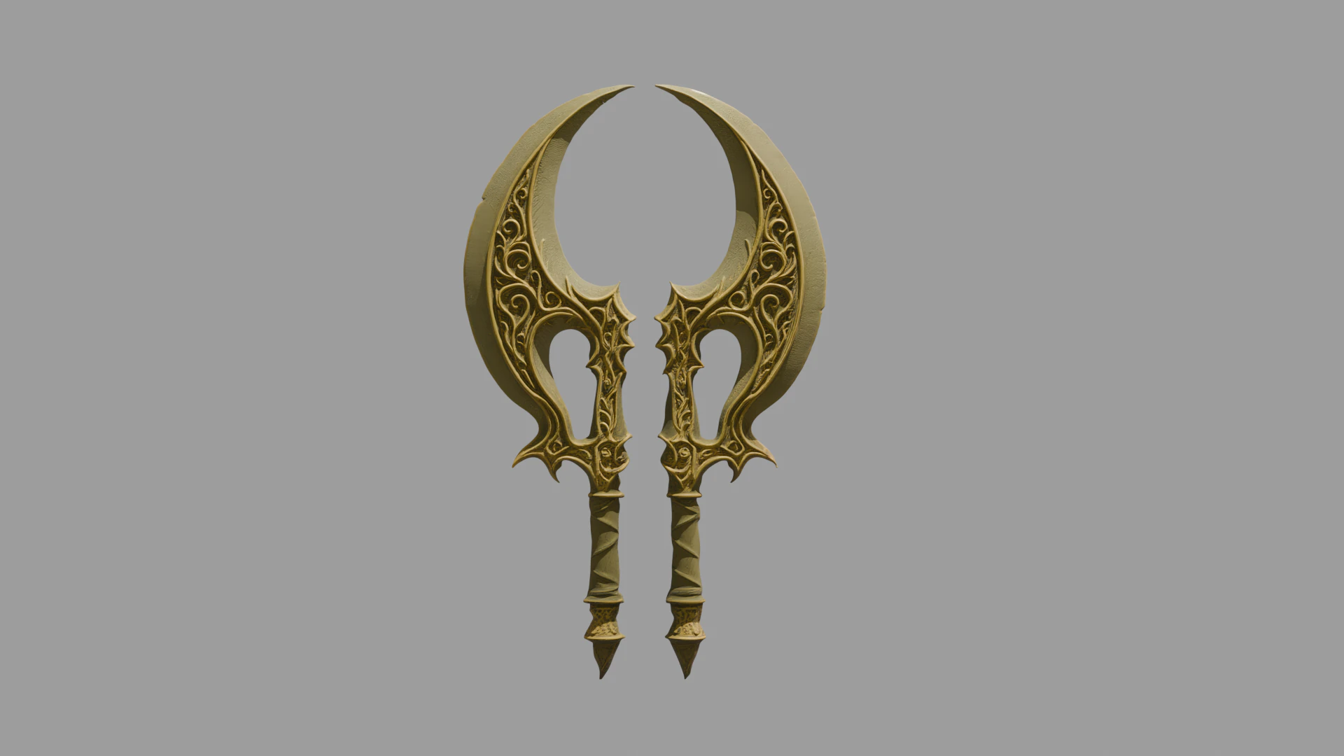 Pair of fantasy-style axes 3D Model .c4d .max .obj .3ds .fbx .stl .blend