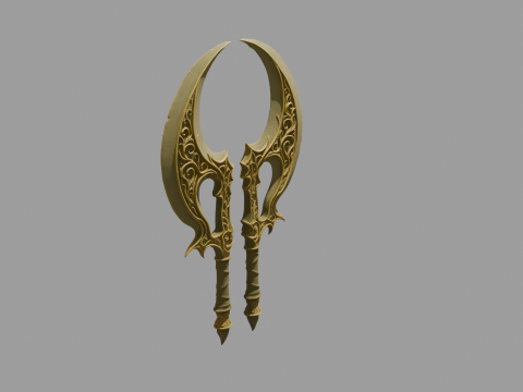 Pair of fantasy-style axes Model 3D
