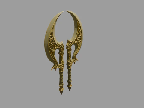 Pair of fantasy-style axes 3D Model