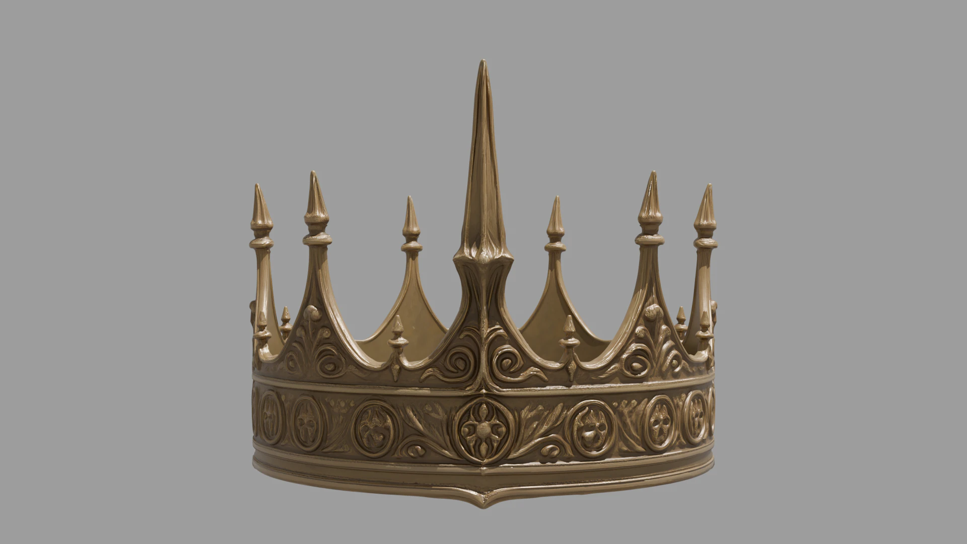Medieval King Crown 3D Model .c4d .max .obj .3ds .fbx .stl .blend 