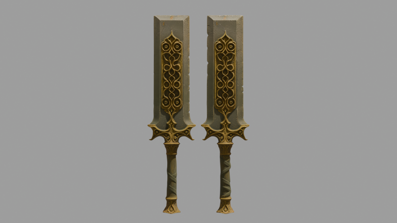 Pair of fantasy-style axe-hammers Model 3D .c4d .max .obj .3ds .fbx .stl .blend 