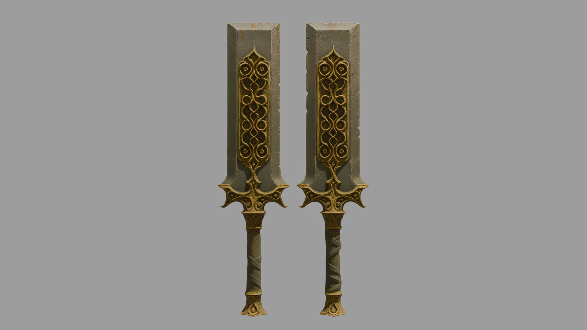 Pair of fantasy-style axe-hammers 3D Model .c4d .max .obj .3ds .fbx .stl .blend 