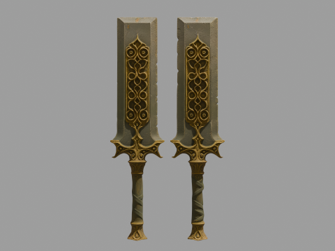 Pair of fantasy-style axe-hammers 3D Модель