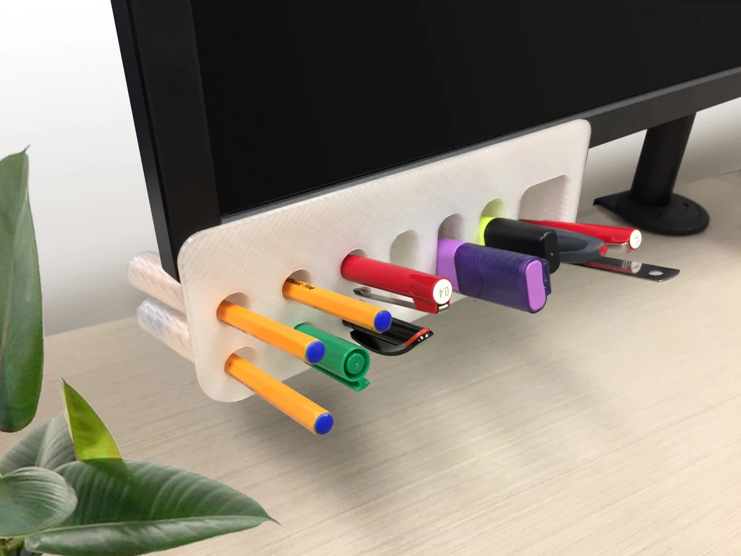 desk organiser pen holder monitor mounted 3D Print Model .c4d .max .obj .3ds .fbx .stl .blend 