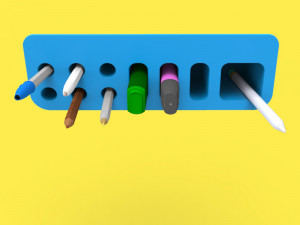 desk organiser pen holder monitor mounted 3D Print Model