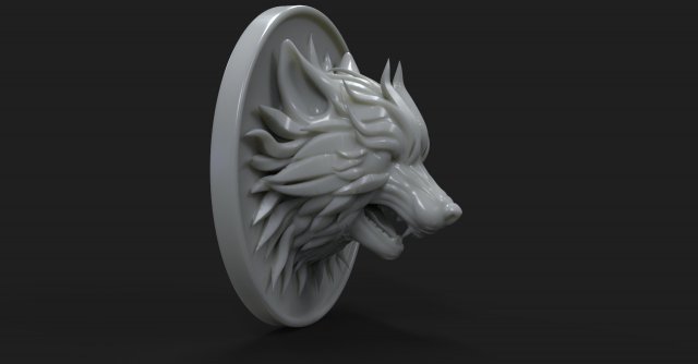 wolf brooch 3D Print Model .c4d .max .obj .3ds .fbx .stl .blend 
