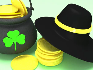 pot of gold and hat saint patricks day celebration 3D Model
