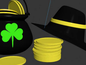 pote de ouro e chap&eacute;u celebra&ccedil;&atilde;o do dia de s&atilde;o patr&iacute;cio Modelo 3D