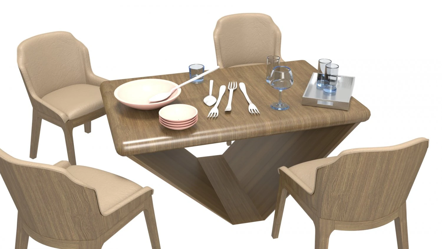 dining table 3D Model .c4d .max .obj .3ds .fbx .stl .blend 