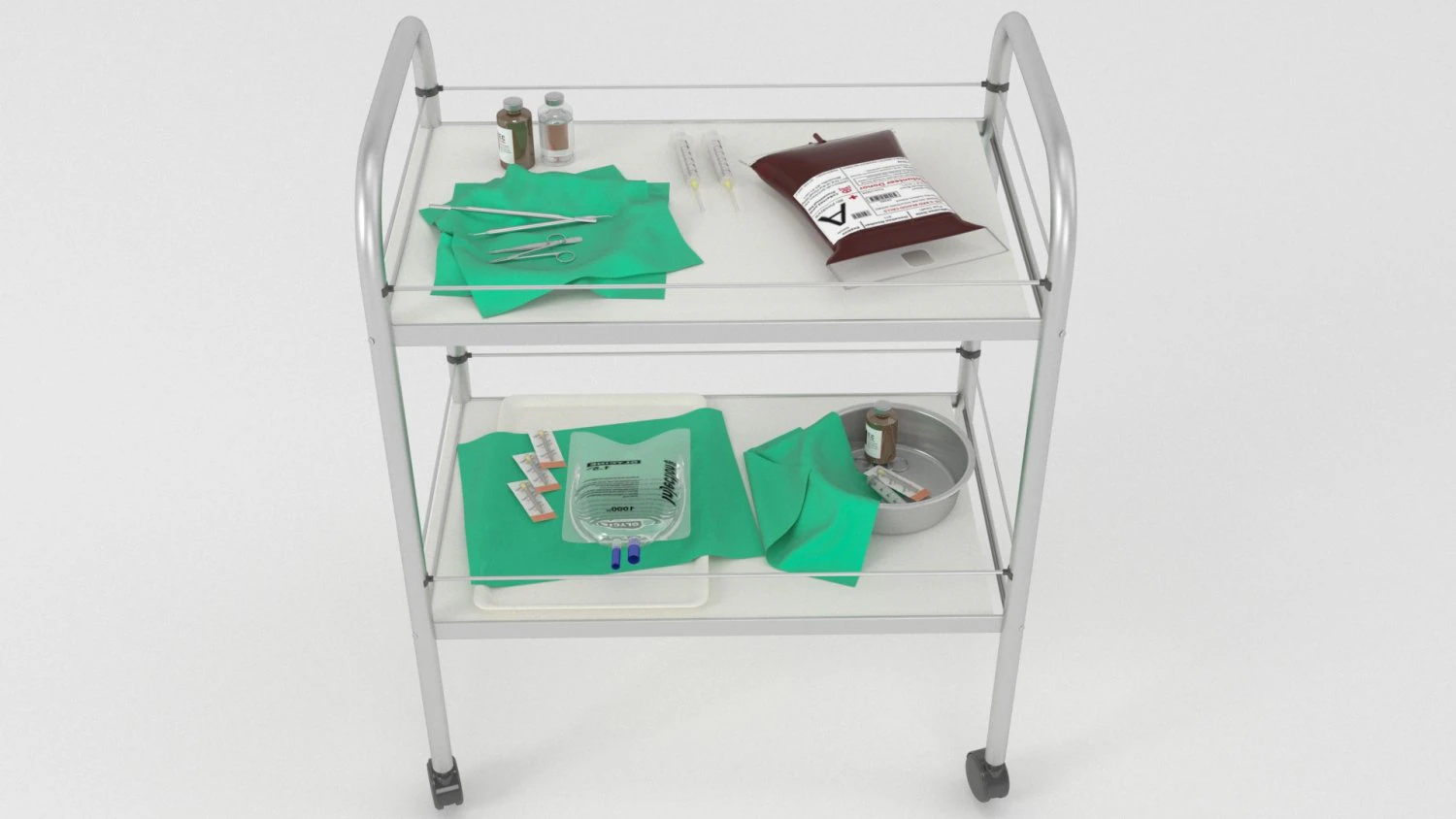 medical table trolly 3D Model .c4d .max .obj .3ds .fbx .stl .blend 
