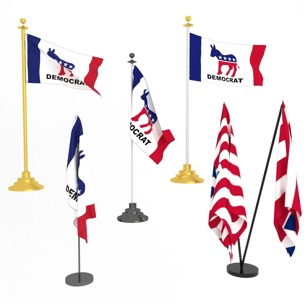democratic party flag 3D Model .c4d .max .obj .3ds .fbx .stl .blend 