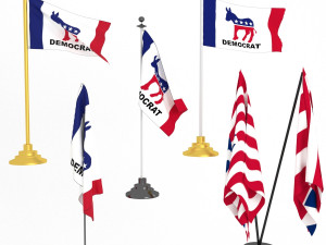 democratic party flag 3D Model