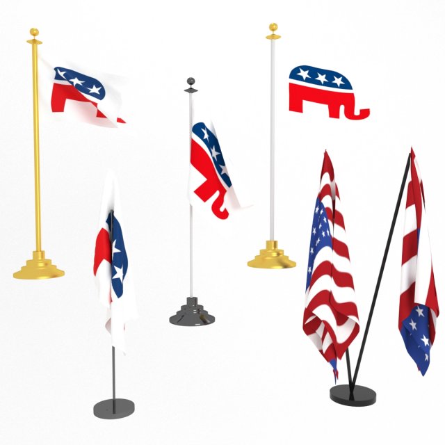 republican party flag 3D-Modell .c4d .max .obj .3ds .fbx .stl .blend 