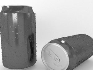 beverage can with waterdrops Model 3D