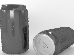 beverage can with waterdrops 3D Model