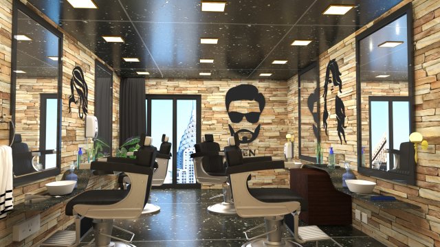 hair saloon 3D 模型 .c4d .max .obj .3ds .fbx .stl .blend 
