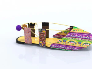flat ladies shoes mojari 3D Model