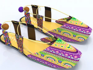 flat ladies shoes mojari 3D Model