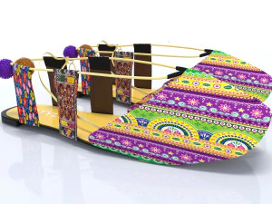 flat ladies shoes mojari 3D Model