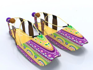 flat ladies shoes mojari 3D Model