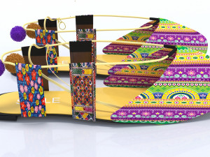 flat ladies shoes mojari Modelo 3D