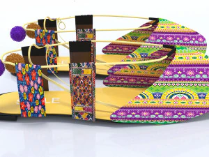 flat ladies shoes mojari 3D Model