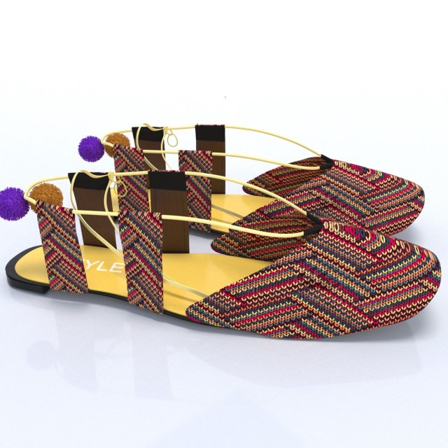 handicraft cloth ladies shoes 3D Модель .c4d .max .obj .3ds .fbx .stl .blend 