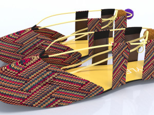 handicraft cloth ladies shoes 3D Модель