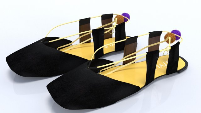 ladies shoes black velvet 3D 모델 .c4d .max .obj .3ds .fbx .stl .blend 
