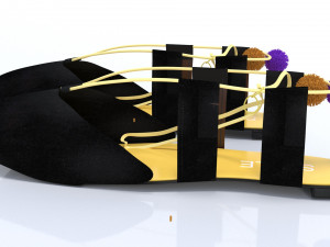 ladies shoes black velvet 3D 모델