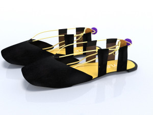 ladies shoes black velvet 3D 모델