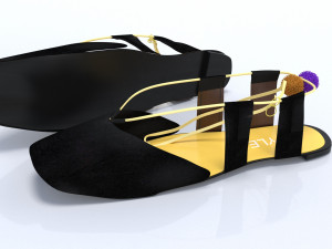 ladies shoes black velvet 3D 모델