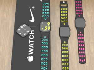 apple watch nike edition tutti i colori low-poly Modello 3D