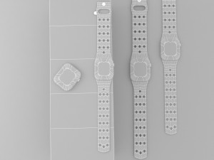 apple watch nike edition all colors low-poly Model 3D
